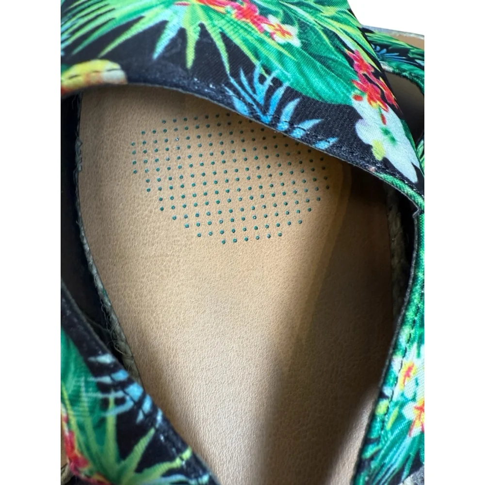 Cory View Sandals Green Floral Print Wide Width Size 12WW - Picture 6 of 11